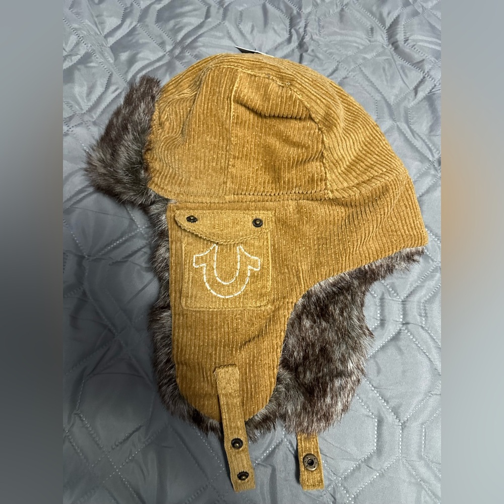 True Religion Trapper Hat Corduroy Y2K Deadstock Throwback Cap Cousin Eddie NWT